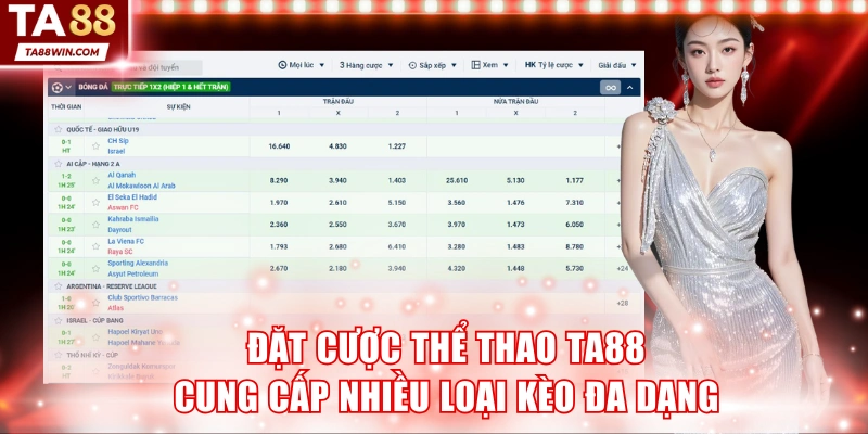 Đặt cược thể thao TA88 cung cấp nhiều loại kèo đa dạng